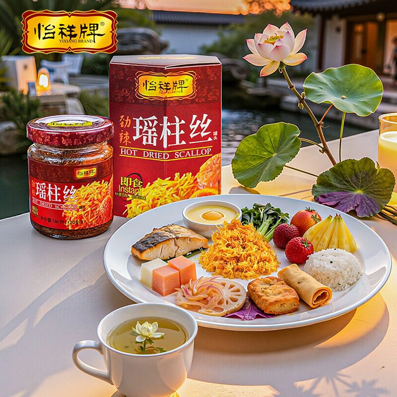 怡祥牌 正品下饭菜瑶柱丝罐头 拌饭即食海鲜特产干贝柱酱120g劲辣