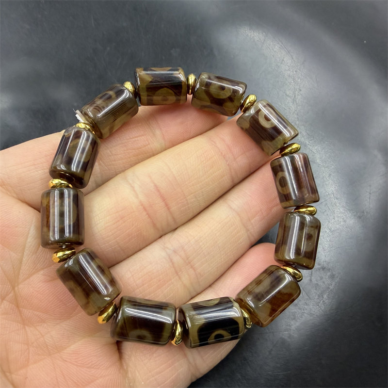 华夏美玉 渗透三眼天珠玛瑙筒珠手链 手串 特价