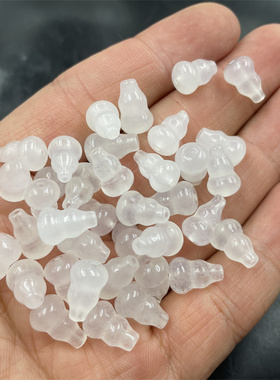 华夏美玉 冰白色玉石立体通孔小葫芦 散珠 配饰配件
