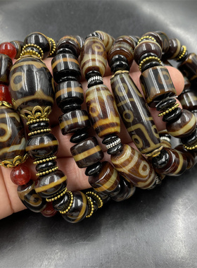 天珠玛瑙手链一线老玛瑙手串