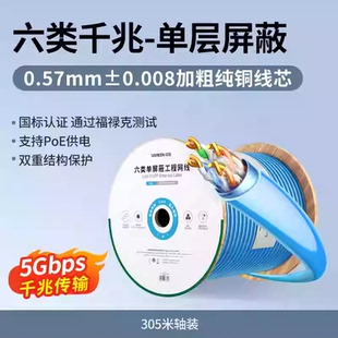 Ugreen绿联NW303/35769六类千兆-单屏蔽(国标0.57mm纯铜芯)浅蓝