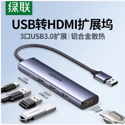 UGREEN绿联95831USB3.0 to HDMI splitter 4-in-1docking station