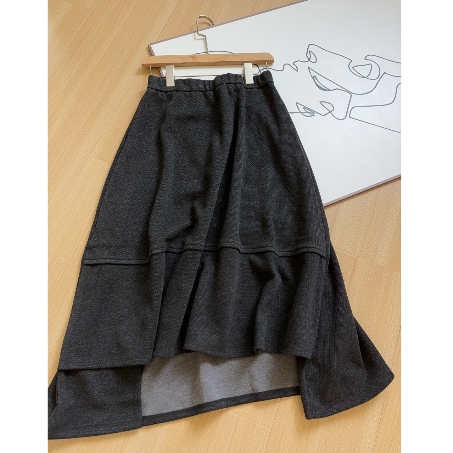 走英国线~ 个性时髦  醋酸羊绒不规则剪裁复古a字毛呢半身裙秋冬