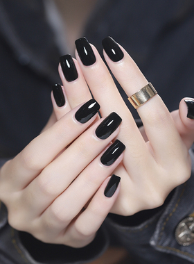 防水黑色指甲油高端免烤持久不掉色快干不可剥无味带闪纯黑色