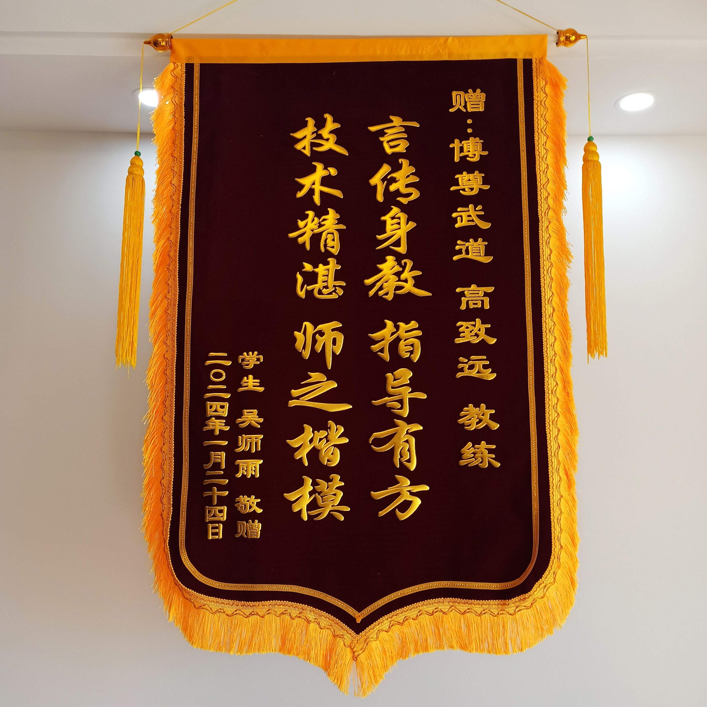 武术跆拳道教练锦旗定制订做送驾校学车教练健身游泳瑜伽美容医生