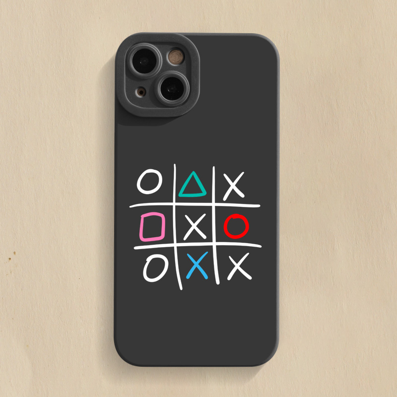 井字棋游戏iPhone14手机壳苹果13Promax套12新款11涂鸦x创意个性xr全包镜头xs防摔8plus硅胶7p日韩简约6s适用