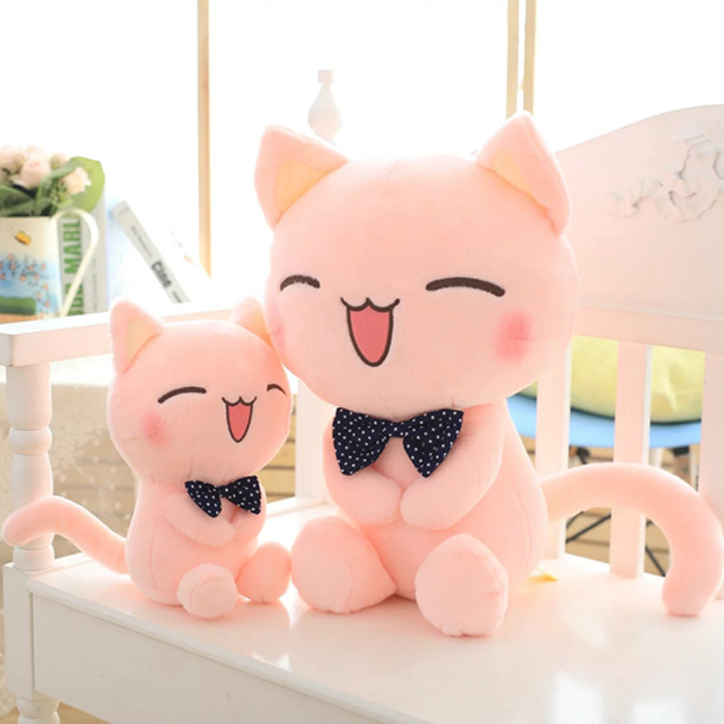 可爱波点粉色领结猫毛绒玩具 笑脸小猫咪公仔儿童玩偶送女生|msdalam kategori Toy/bayi/teka-teki/blok bangunan/model, mainan fabrik mewah - dari Buy2taobao.com untuk memberikan perkhidmatan ejen Taobao profesional membeli