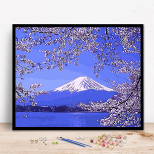 数字油画diy手工填色油彩画动漫卡通人物装 饰画日本富士山风景