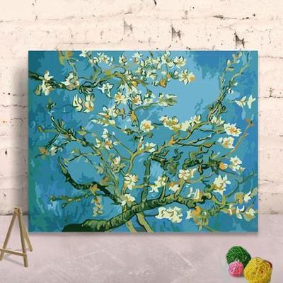 数字油画diy油彩画手工绘世界名画 填色装饰画梵高星空下的罗纳河