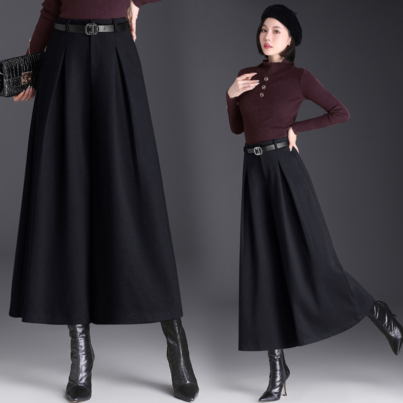 2025新款春秋款时尚气质阔腿裤女高腰显瘦百搭休闲毛呢九分裙裤潮,女装/女士精品,裙裤,淘宝优惠券,粉丝福利购,淘宝优惠卷