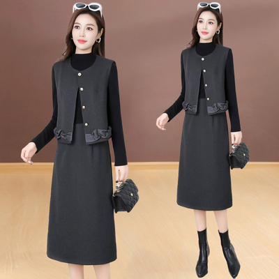 小香风套装连衣裙女2025秋冬季新款轻奢高级感显瘦两件套淑女风潮