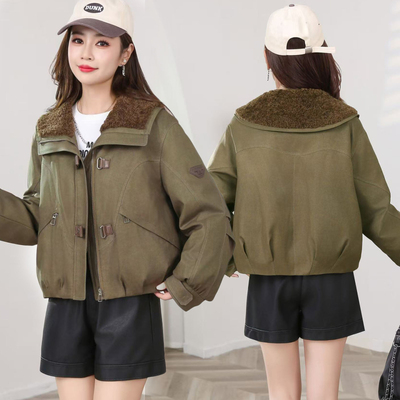 2025新款秋冬款时尚气质棉服女百搭休闲显瘦保暖加厚翻领棉衣外套