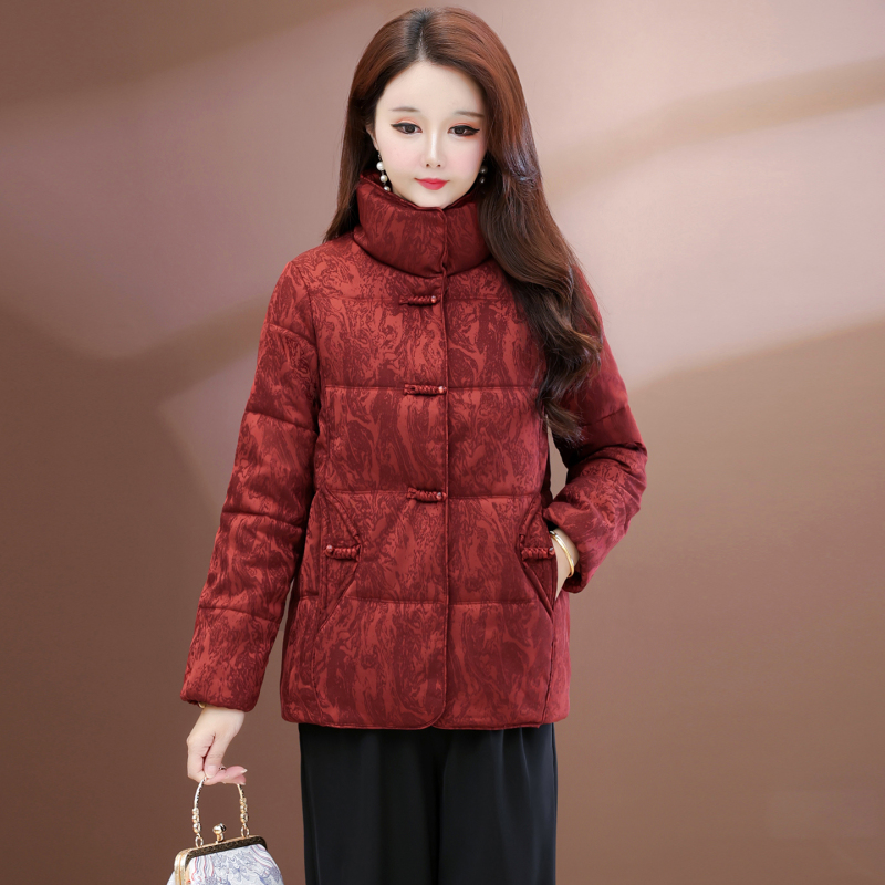 新中式国风棉服女2025秋冬季新款立领盘扣加厚保暖显瘦羊绒服外套