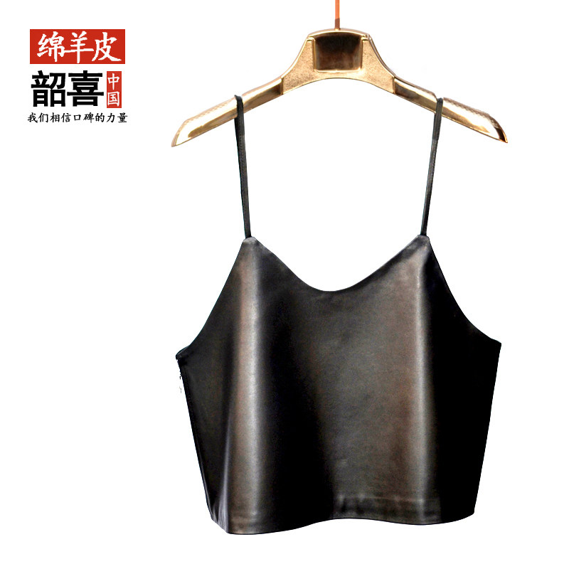 新款春秋真皮马甲女百搭宽松外穿吊带背心短款马夹外搭外套潮