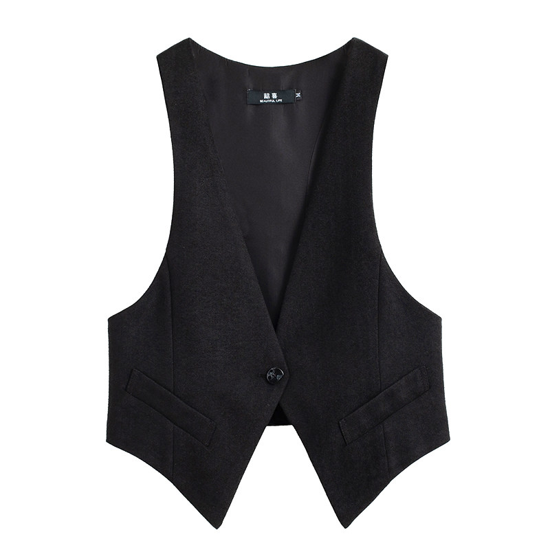 时尚韩版马甲女士一粒扣西装外搭通勤短款修身显瘦坎肩背心外套潮