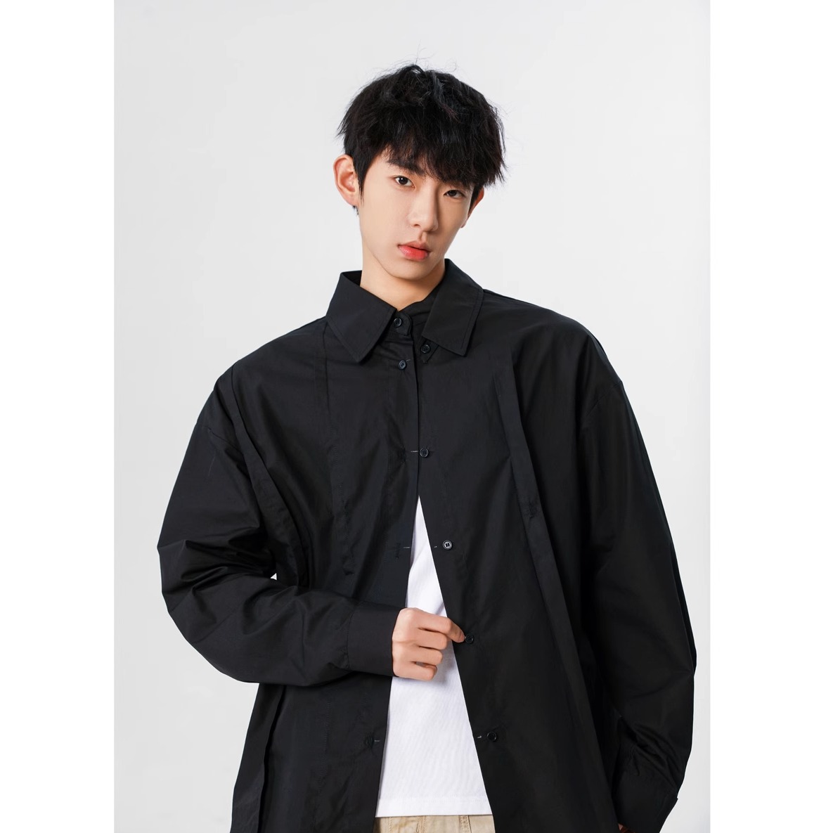 24高品质设计师款双领设计美式韩长袖衬衫外套XZ507-1CS1072P68，男装衬衫，星座507-1