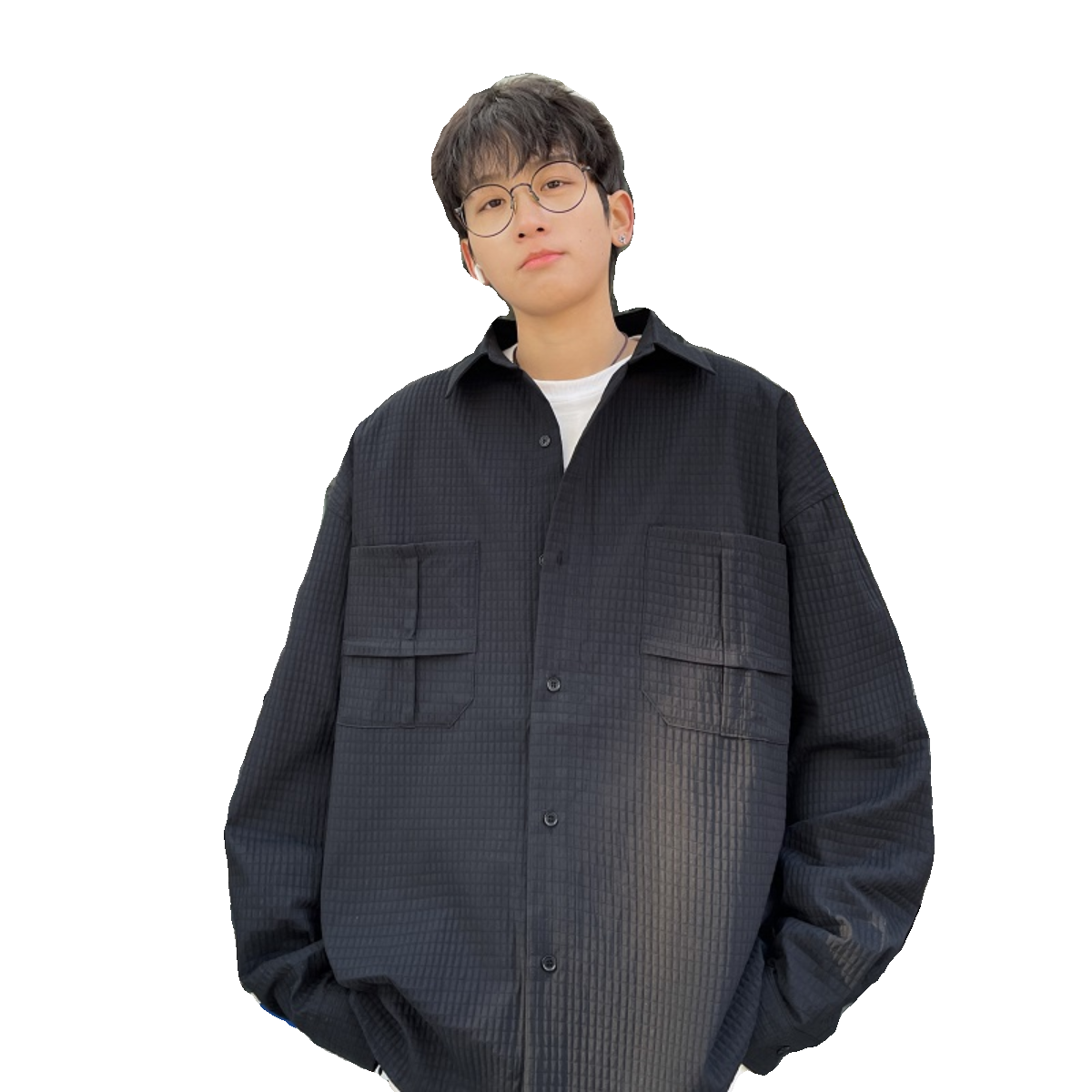 24定制工装衬衫日系宽松潮流长袖衬衫XZ507-1CS1058P55大货备,男装衬衫,星座507-1