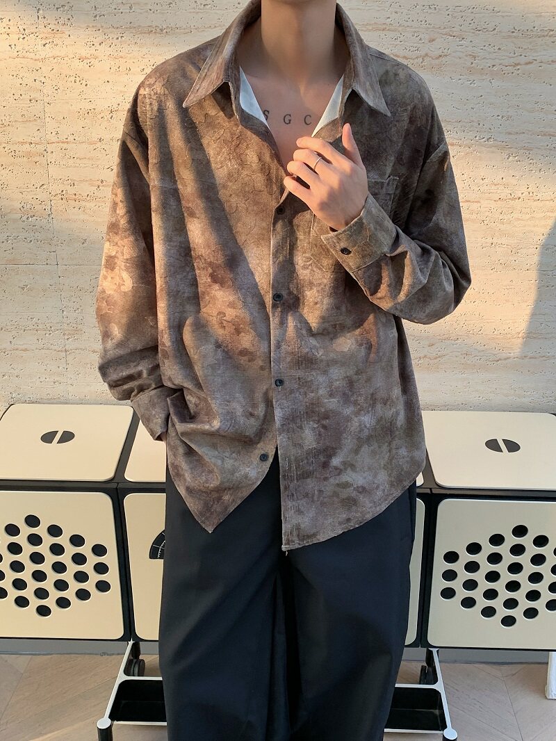 24轻奢慵癞痞帅立体花长袖衬衫抖音品质XZ507-1CS1001P55大货备,男装衬衫,星座507-1