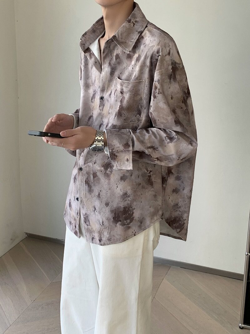 24轻奢慵癞痞帅立体花长袖衬衫抖音品质XZ507-1CS1001P55大货备,男装衬衫,星座507-1