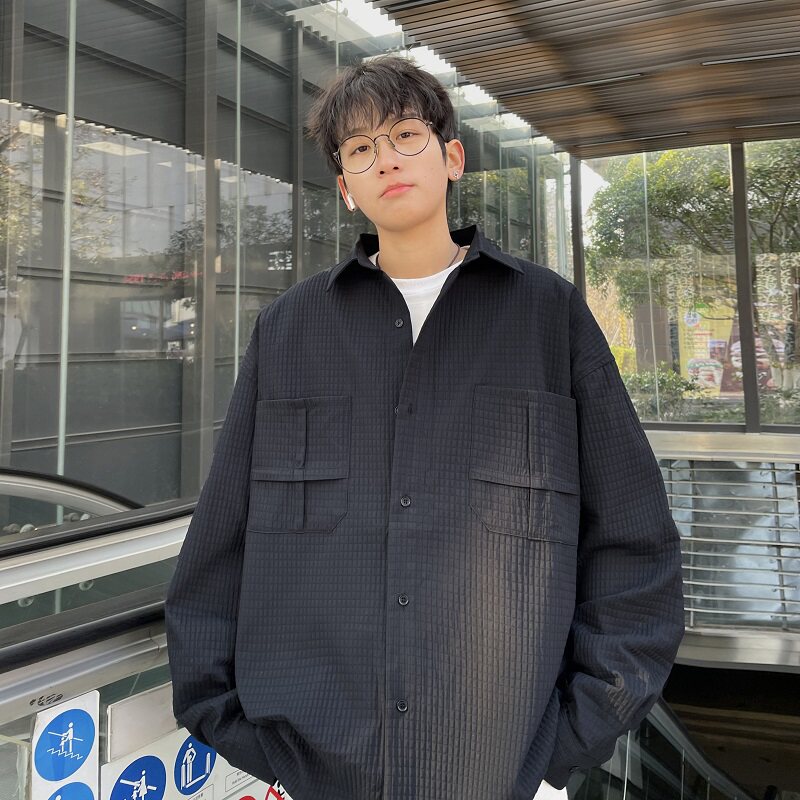 26定制工装衬衫日系宽松潮流长袖衬衫XZ507-1CS1058P45大货备，男装衬衫，星座507-1