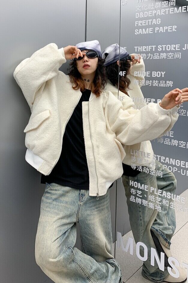 中性潮牌宽松潮休闲毛呢秋冬外套XZ507-1WT5018P120大货备,女装短外套,星座507-1