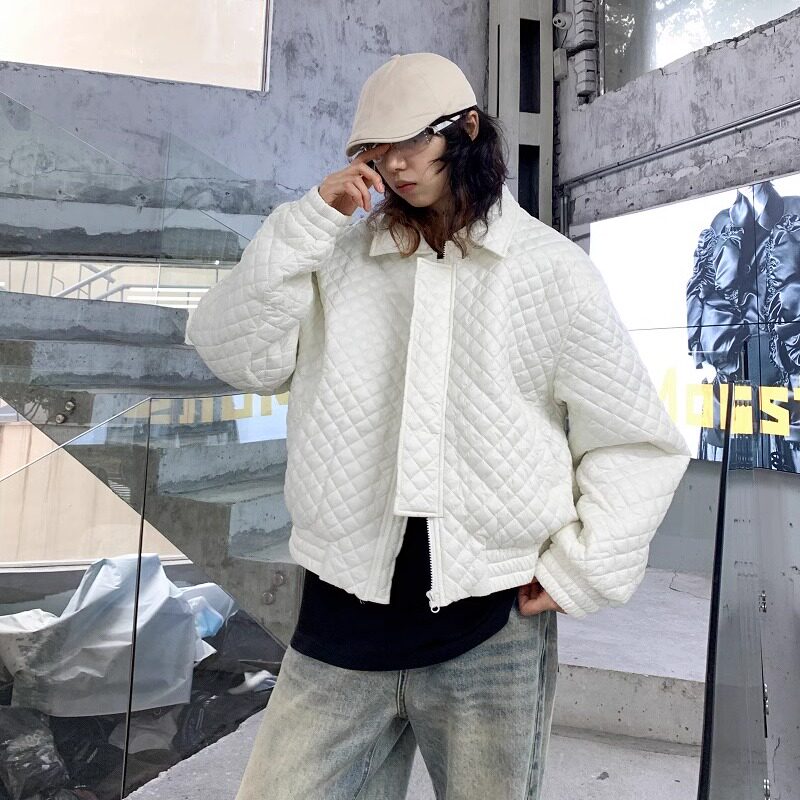 秋冬新款潮休闲港风宽松菱格加厚棉服XZ507-1MY8009P95大货备,男装棉衣,星座507-1