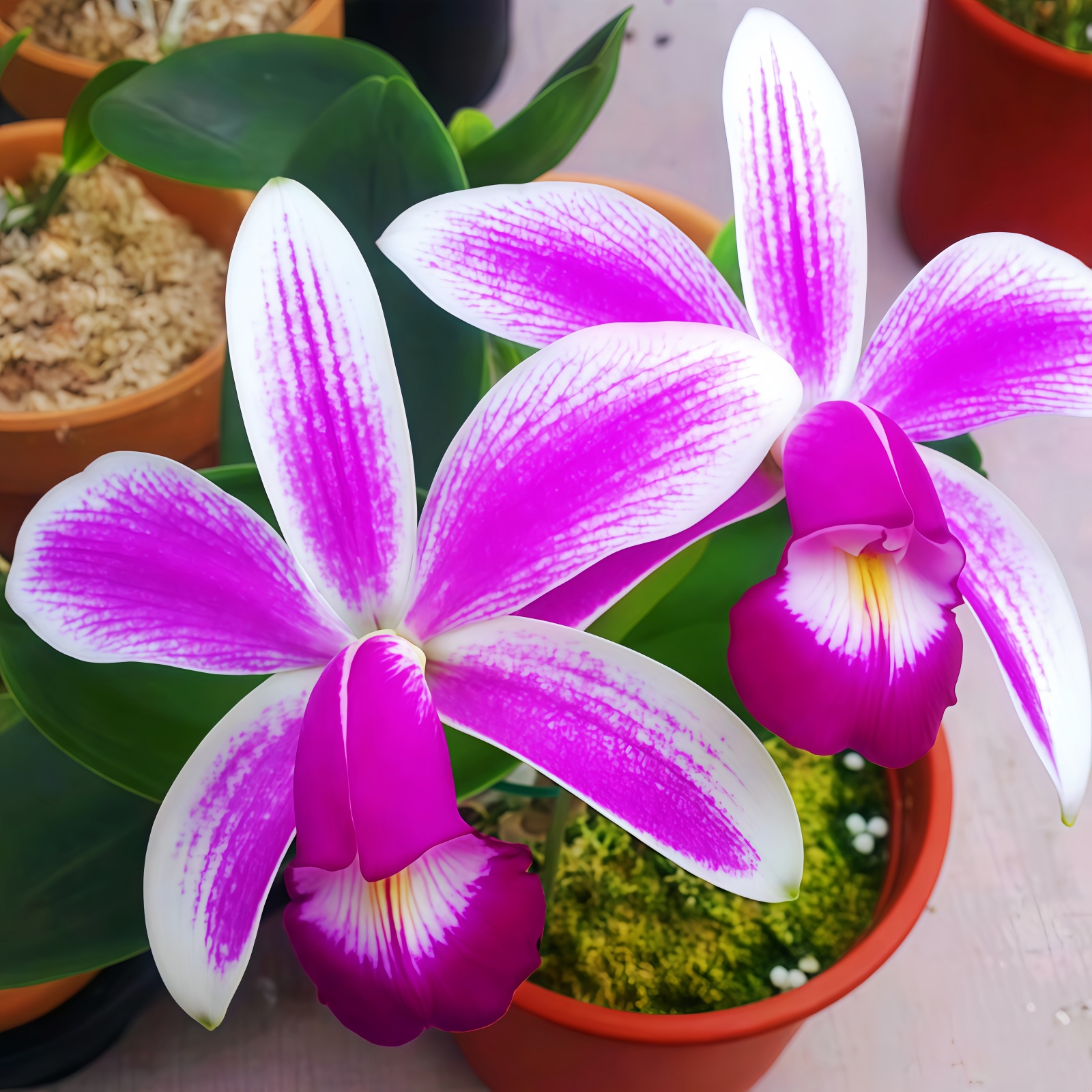 C.violacea semi-alba flamea进口女神稀有兰花洋兰卡特兰原生种