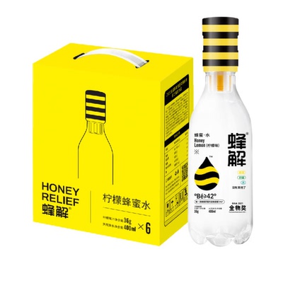 蜂解  柠檬蜂蜜水分离式新鲜洋槐蜜弱碱性饮料436ml*6瓶瓶礼盒装