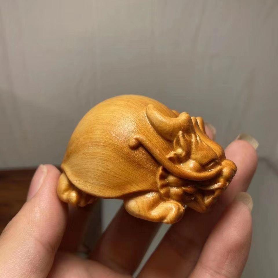 崖柏木雕龙龟手把件木质文玩雕刻小摆件茶宠动物富甲天下富甲一方