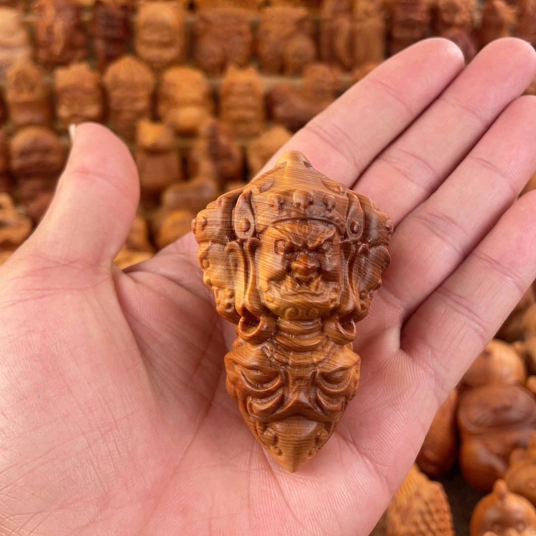 天然崖柏木金刚杵手把件实木雕刻随身盘玩降魔杵吊坠汽车挂件摆件