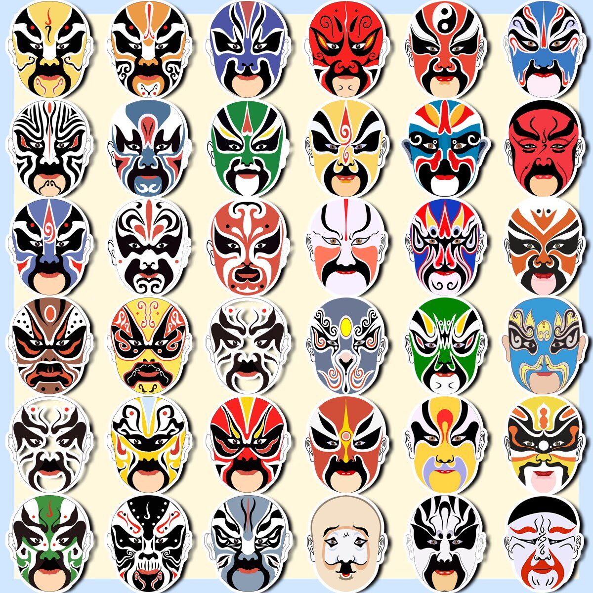 中国传统戏曲戏剧京剧人物脸谱贴纸手账日记本手抄报装饰小贴画