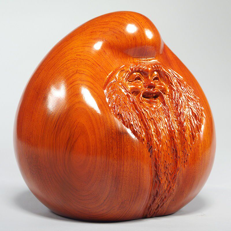 寿星桃花梨木雕刻寿星公像实木寿桃纯木桌面小摆件送长辈祝寿礼物