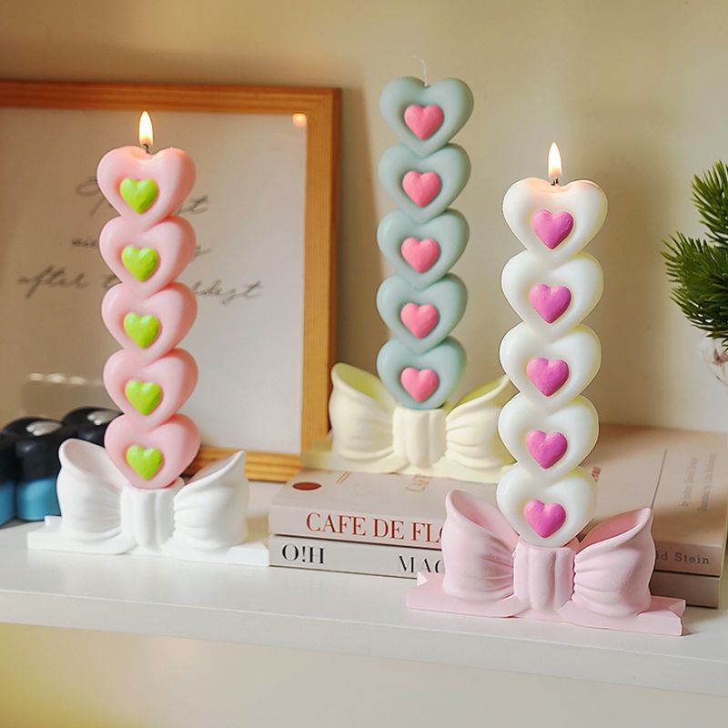 爱心长杆无烟蜡烛手工礼盒装生日求婚纪念日创意装饰香氛摆件