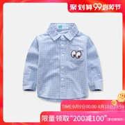 Áo sơ mi dài tay cho bé mùa xuân và mùa thu mới cho bé áo sơ mi thời trang cotton bé sơ mi kẻ sọc - Áo sơ mi