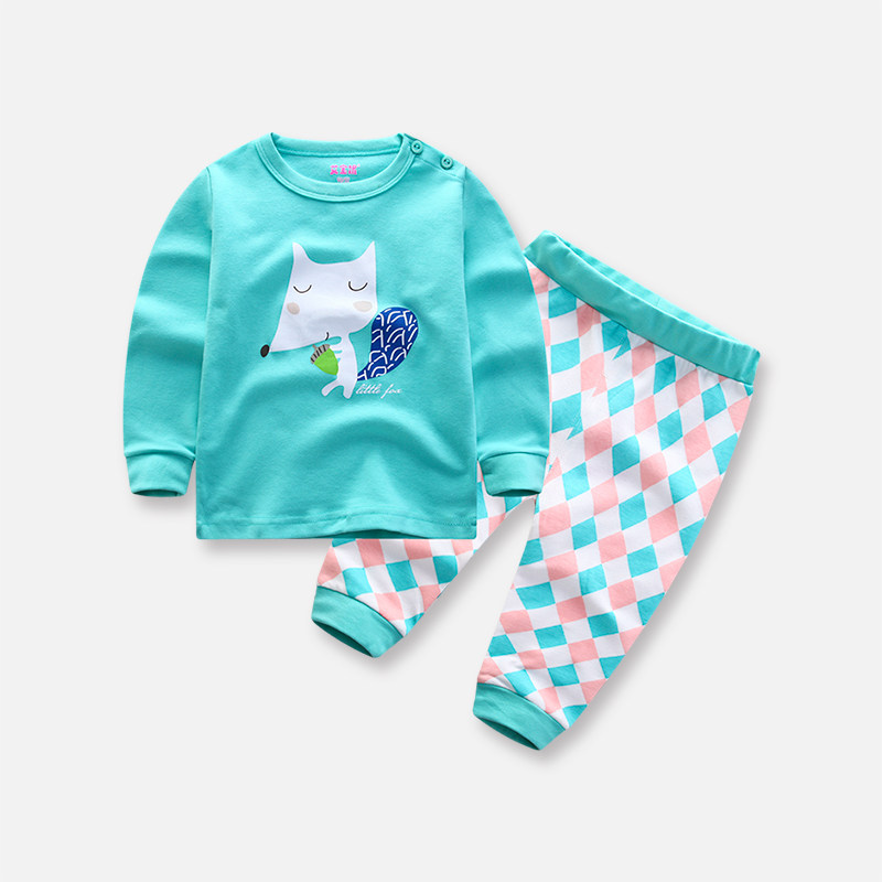 CHILDRENS UNDERWEAR SET COTTON BABY AUTUMN CLOTHES LONG TROUSERS BOYS TWO-PIECE GIRLS HOME CLOTHES BABY SPRING AND AUTUMN CLOTHES