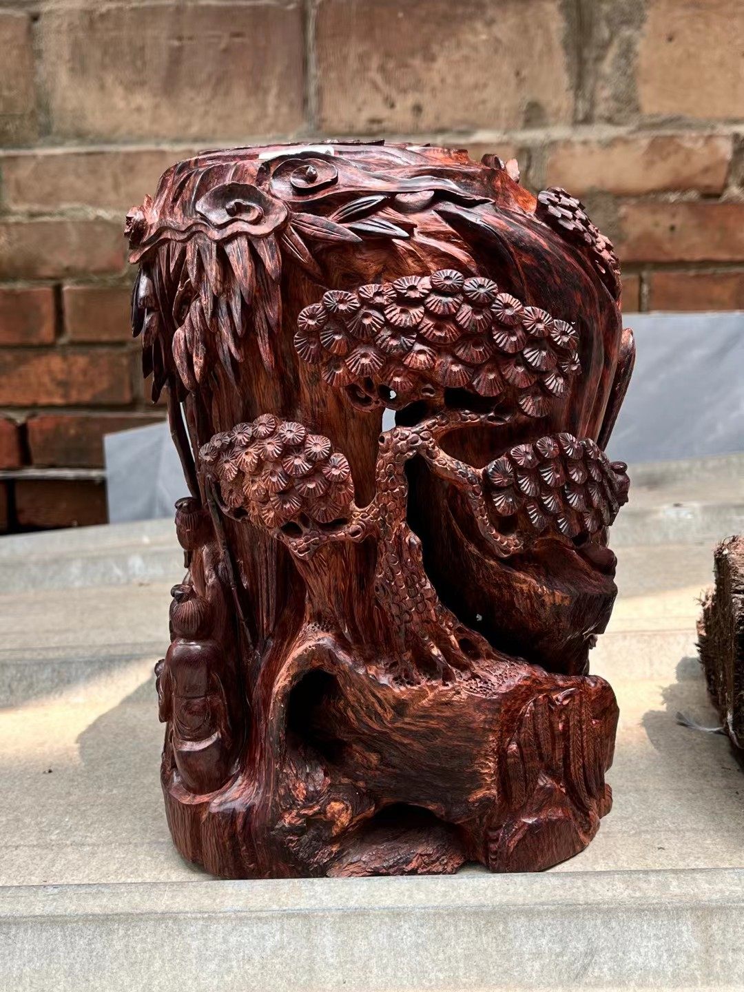 海南黄花梨紫油梨雕刻摆件竹林七贤摆件收藏送礼海黄油梨摆件