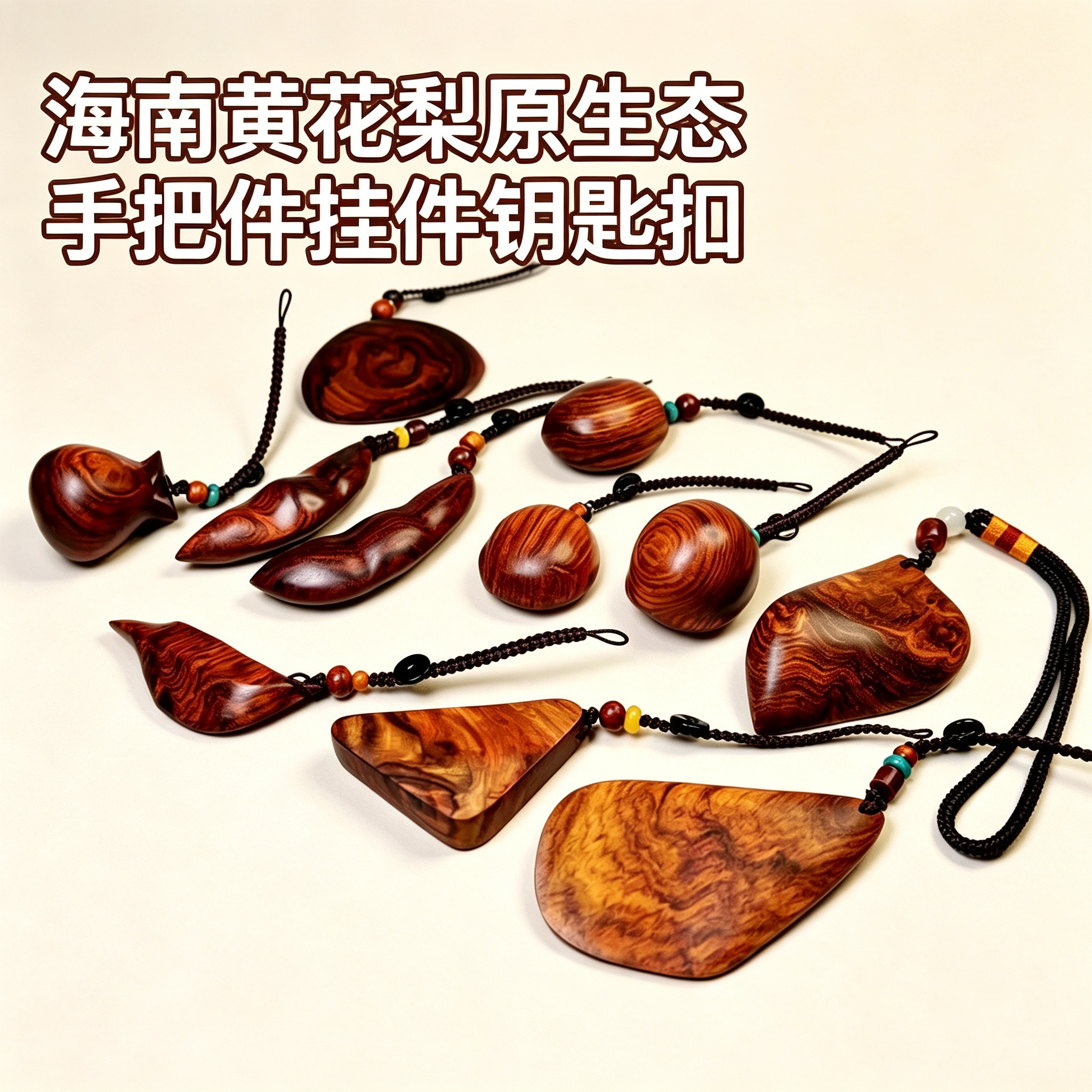 海南黄花梨工艺品挂手把件钥匙扣家居百搭小挂件