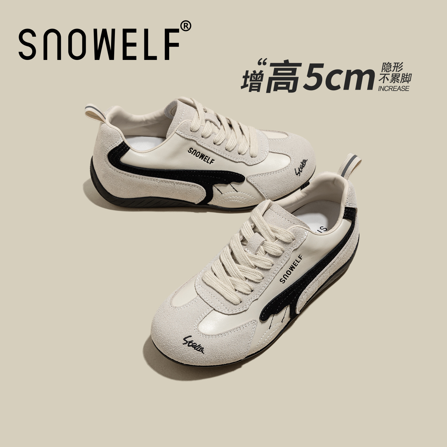 snowelf厚底白色鞋子女2025新款