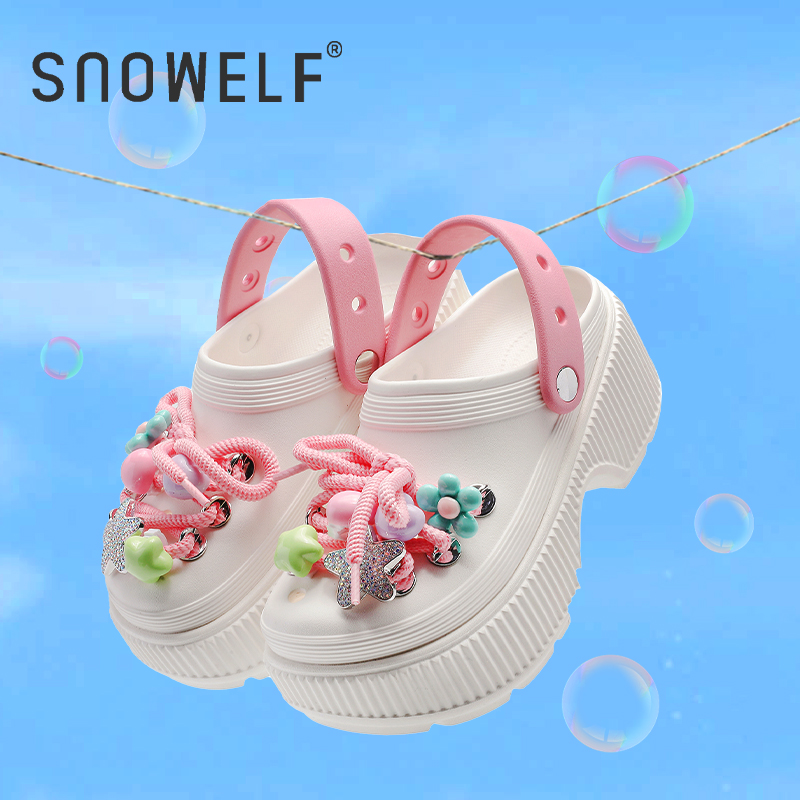 snowelf厚底洞洞鞋女款外穿夏季