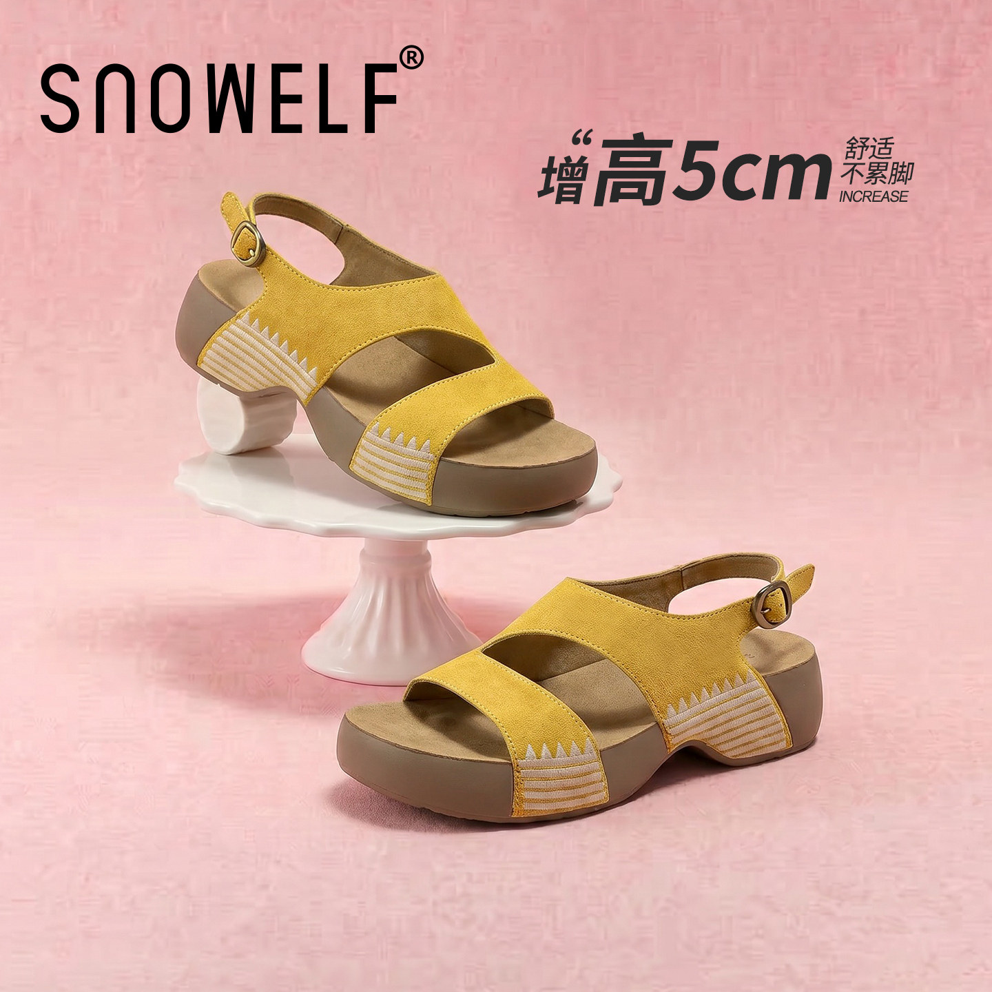 增高5cm~小个子女士厚底勃肯凉鞋