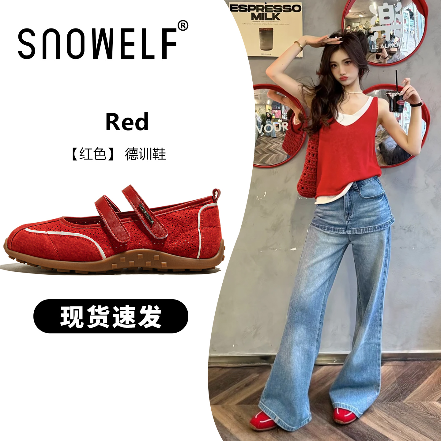 snowelf~红色芭蕾单鞋