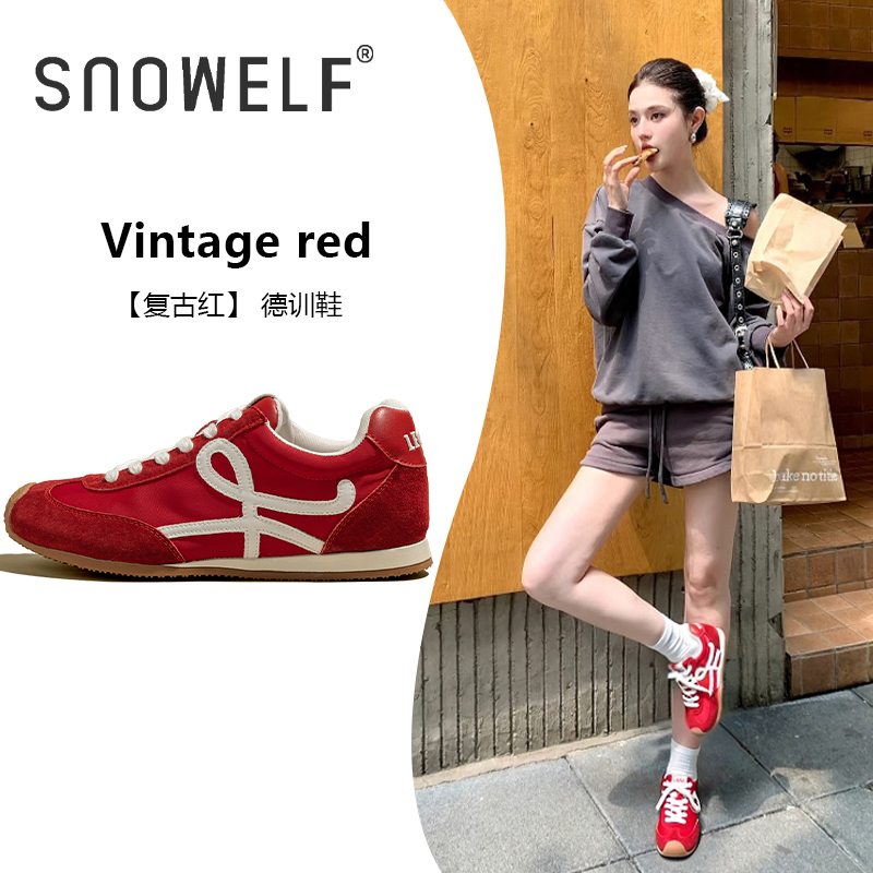 snowelf~复古红厚底板鞋