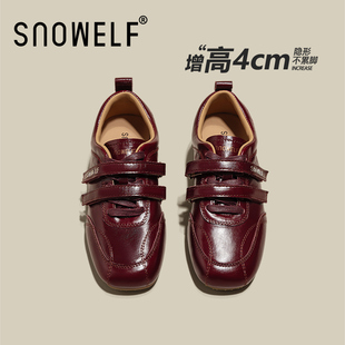 头层牛皮单鞋红色小皮鞋女2026新款配裙子复古百搭内增高休闲鞋子