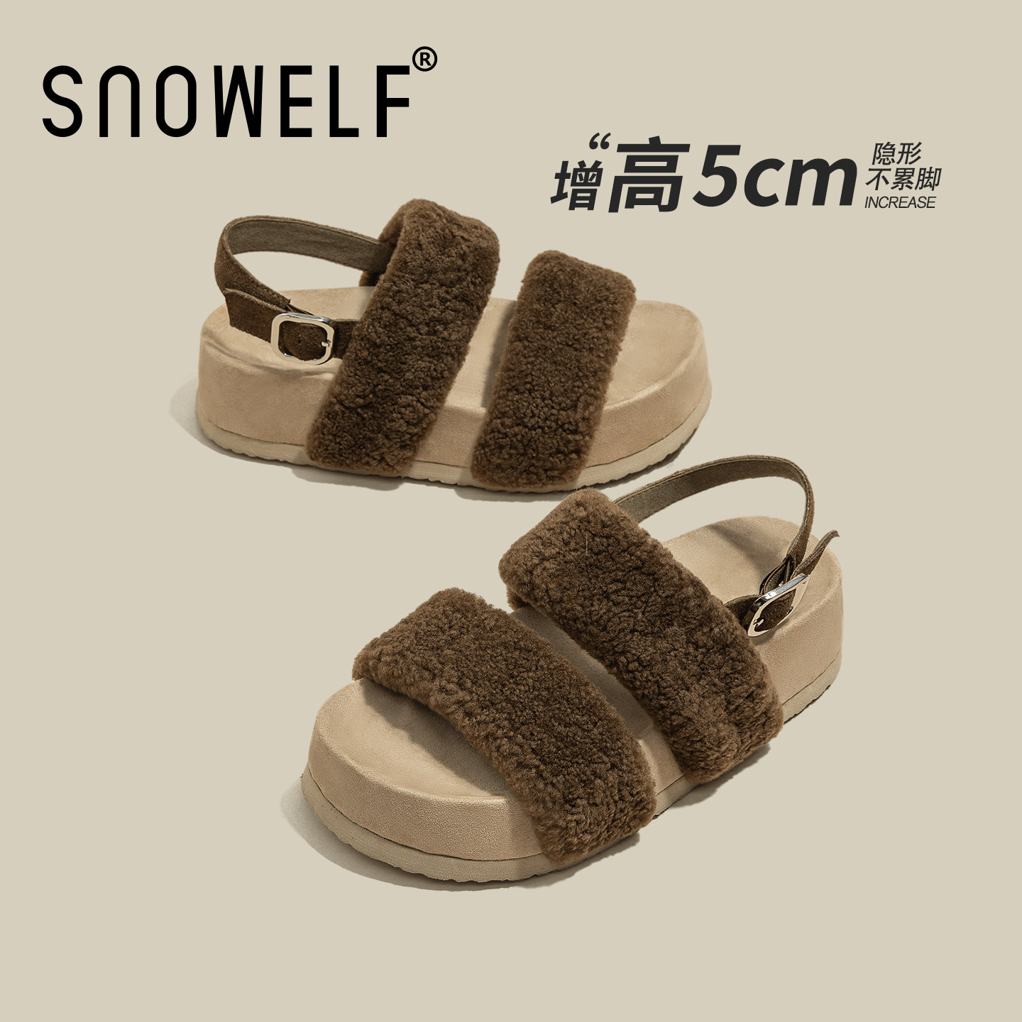 snowelf~巨好看女士毛毛凉拖鞋女