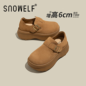 新款 单鞋 真皮复古女鞋 驼色厚底勃肯鞋 增高鞋 2026春季 乐福鞋 子 女款