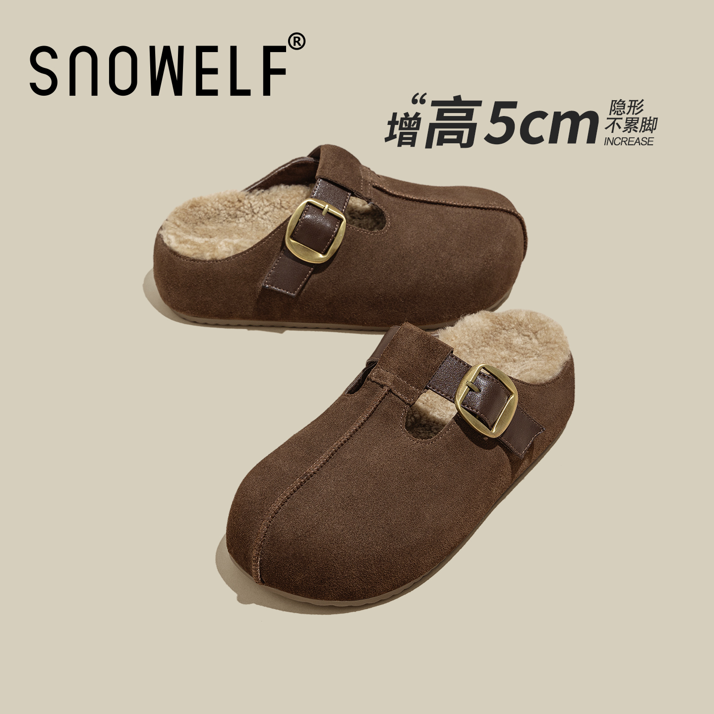 snowelf~复古厚底毛毛拖鞋