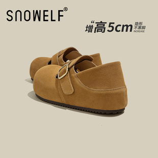 复古增高厚底勃肯鞋女2026新款春季加绒女士不累脚休闲一脚蹬单鞋