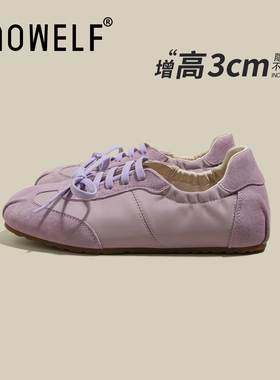 紫色芭蕾鞋舞女2026年春季新款百搭轻便德训单鞋小个子内增高女鞋