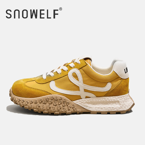 snowelf黄色厚底德训鞋增高女
