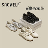 2026春季 新款 百搭软底内增高休闲鞋 复古黑色芭蕾单鞋 玛丽珍女鞋 子